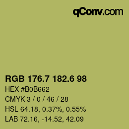 カラーコード: RGB 176.7 182.6 98 | qconv.com
