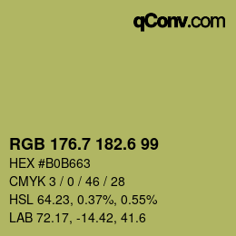 カラーコード: RGB 176.7 182.6 99 | qconv.com