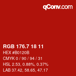 カラーコード: RGB 176.7 18 11 | qconv.com