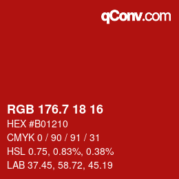 カラーコード: RGB 176.7 18 16 | qconv.com