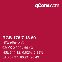 カラーコード: RGB 176.7 18 60 | qconv.com