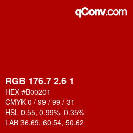 カラーコード: RGB 176.7 2.6 1 | qconv.com