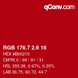 カラーコード: RGB 176.7 2.6 16 | qconv.com