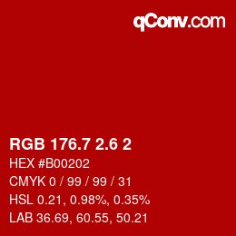 カラーコード: RGB 176.7 2.6 2 | qconv.com