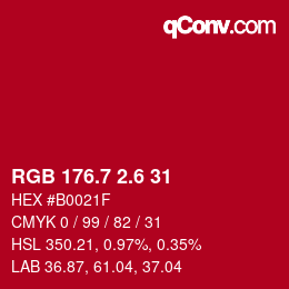 カラーコード: RGB 176.7 2.6 31 | qconv.com
