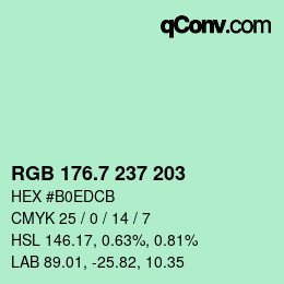 カラーコード: RGB 176.7 237 203 | qconv.com