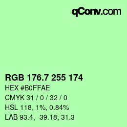 カラーコード: RGB 176.7 255 174 | qconv.com