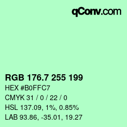 カラーコード: RGB 176.7 255 199 | qconv.com