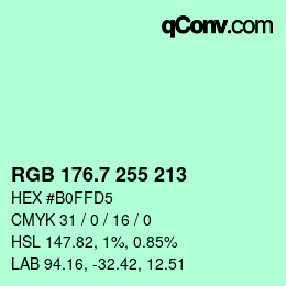 カラーコード: RGB 176.7 255 213 | qconv.com
