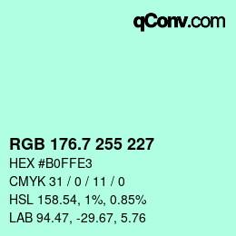 カラーコード: RGB 176.7 255 227 | qconv.com