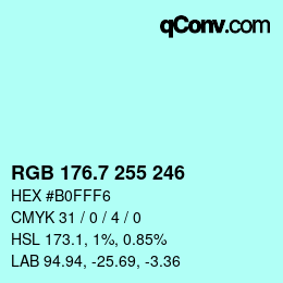 カラーコード: RGB 176.7 255 246 | qconv.com