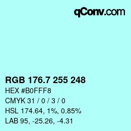 カラーコード: RGB 176.7 255 248 | qconv.com