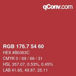 カラーコード: RGB 176.7 54 60 | qconv.com