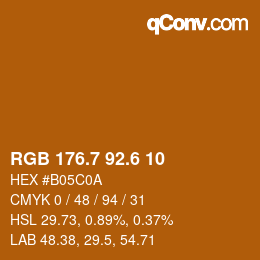 カラーコード: RGB 176.7 92.6 10 | qconv.com