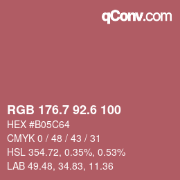 カラーコード: RGB 176.7 92.6 100 | qconv.com