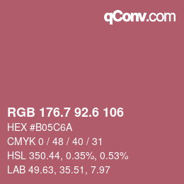 カラーコード: RGB 176.7 92.6 106 | qconv.com