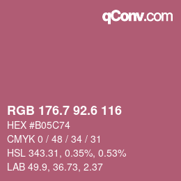カラーコード: RGB 176.7 92.6 116 | qconv.com