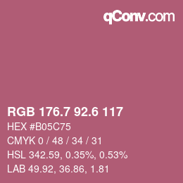 カラーコード: RGB 176.7 92.6 117 | qconv.com