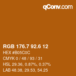 カラーコード: RGB 176.7 92.6 12 | qconv.com