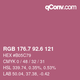 カラーコード: RGB 176.7 92.6 121 | qconv.com