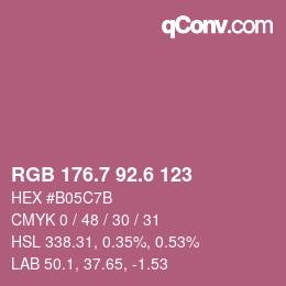 カラーコード: RGB 176.7 92.6 123 | qconv.com