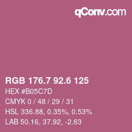 カラーコード: RGB 176.7 92.6 125 | qconv.com