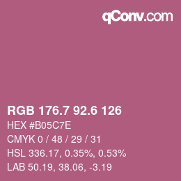 カラーコード: RGB 176.7 92.6 126 | qconv.com