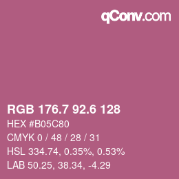 カラーコード: RGB 176.7 92.6 128 | qconv.com