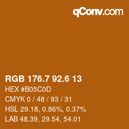 カラーコード: RGB 176.7 92.6 13 | qconv.com
