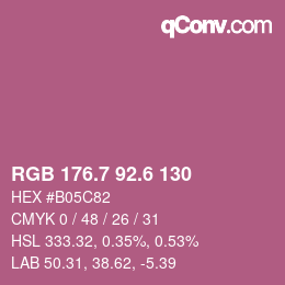 カラーコード: RGB 176.7 92.6 130 | qconv.com