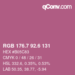 カラーコード: RGB 176.7 92.6 131 | qconv.com
