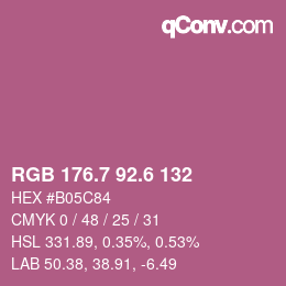 カラーコード: RGB 176.7 92.6 132 | qconv.com