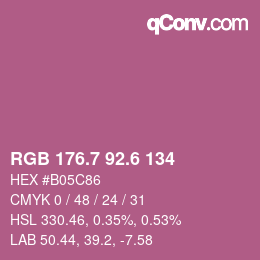 カラーコード: RGB 176.7 92.6 134 | qconv.com
