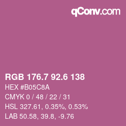 カラーコード: RGB 176.7 92.6 138 | qconv.com