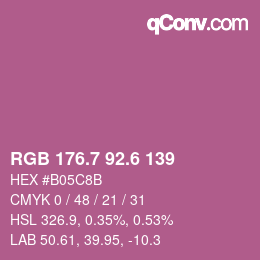 カラーコード: RGB 176.7 92.6 139 | qconv.com