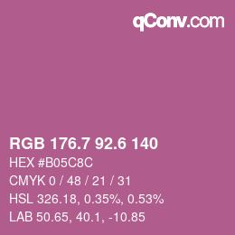 カラーコード: RGB 176.7 92.6 140 | qconv.com