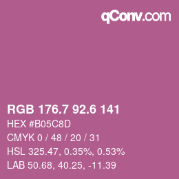 カラーコード: RGB 176.7 92.6 141 | qconv.com