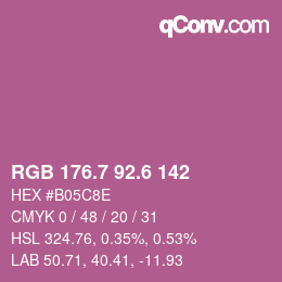 カラーコード: RGB 176.7 92.6 142 | qconv.com