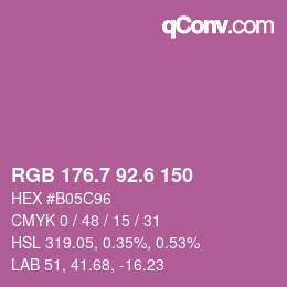 カラーコード: RGB 176.7 92.6 150 | qconv.com