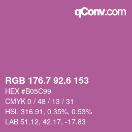 カラーコード: RGB 176.7 92.6 153 | qconv.com