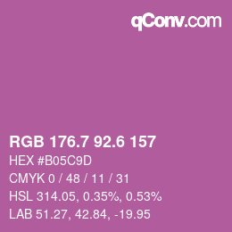 カラーコード: RGB 176.7 92.6 157 | qconv.com