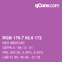 カラーコード: RGB 176.7 92.6 172 | qconv.com