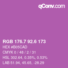 カラーコード: RGB 176.7 92.6 173 | qconv.com