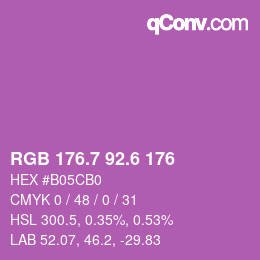 カラーコード: RGB 176.7 92.6 176 | qconv.com