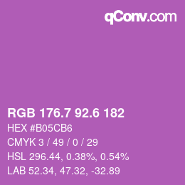 カラーコード: RGB 176.7 92.6 182 | qconv.com