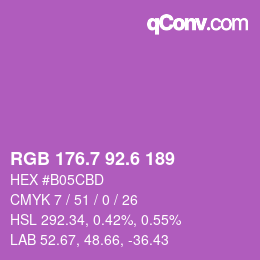 カラーコード: RGB 176.7 92.6 189 | qconv.com