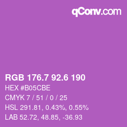 カラーコード: RGB 176.7 92.6 190 | qconv.com