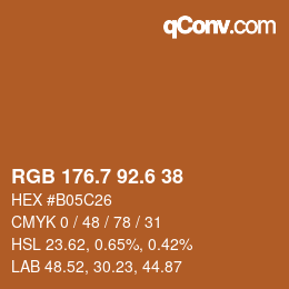 カラーコード: RGB 176.7 92.6 38 | qconv.com