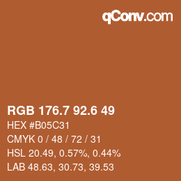 カラーコード: RGB 176.7 92.6 49 | qconv.com