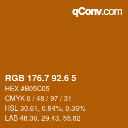 カラーコード: RGB 176.7 92.6 5 | qconv.com